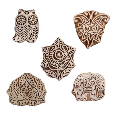 Set of 5 Piece New Mix Wooden Printing Block